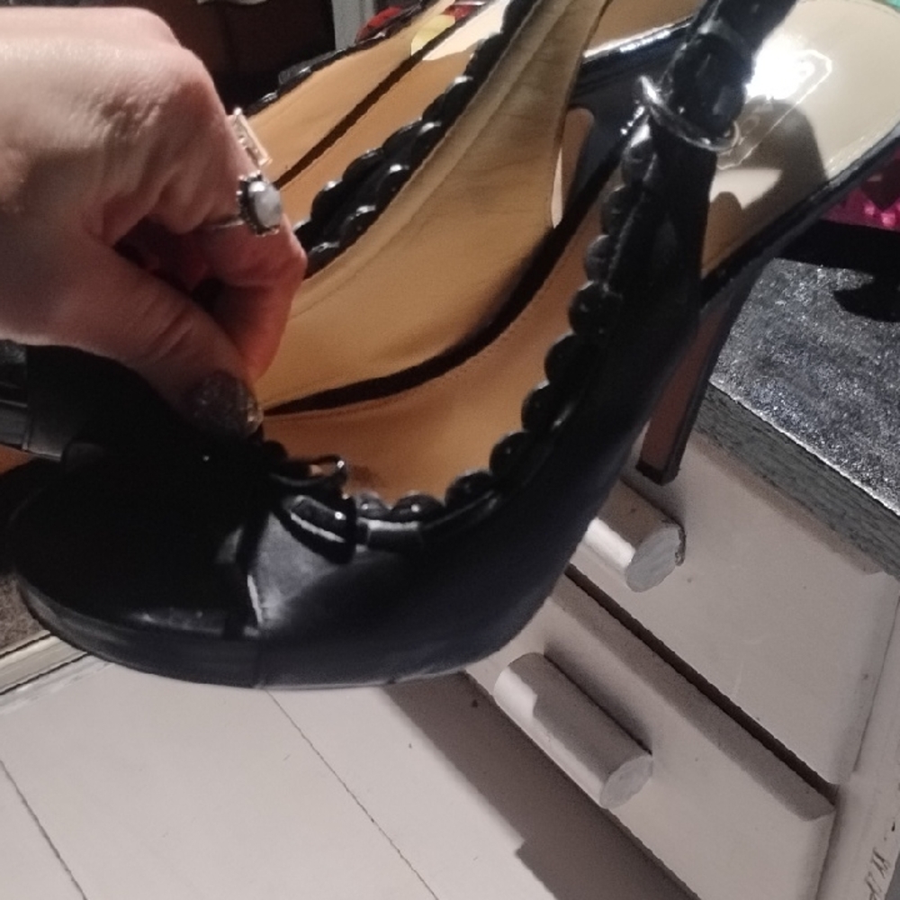 Coach Black Scalloped Heels